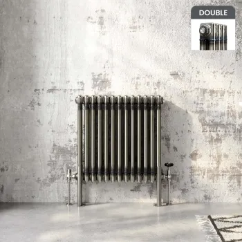 Athens Raw Metal Double Column Horizontal Traditional Radiator 600x605mm