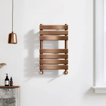 Santorini Brushed Copper Flat Panel Heated Towel Rail 650x400mm