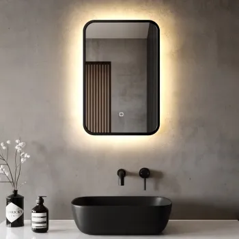 Mila Black Framed Backlit llluminated LED Mirror 600x400mm