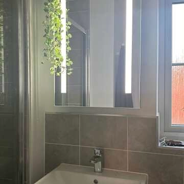 Emielia Battery Powered Illuminated LED Cloakroom Mirror Cabinet 600x450mm