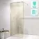 Lyon Brushed Brass 8mm Laminated Wet Room Shower Glass Panel with Gold Mesh Inlay 800mm