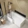 6mm L Shaped Easy Clean Bath Screen with Towel Rail - Matt Black