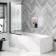 Geneva Fluted Effect Matt Black Easy Clean 6mm Bath Screen - 800mm