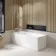 Linz Easy Clean 6mm Brushed Brass Bath Screen - 800mm