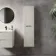 Crete Fluted Linen White Wall Hung Tall Cabinet 1400x350mm