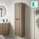 Crete Fluted Apex Oak Wall Hung Tall Cabinet 1400x350mm