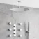 Ballina Premium Ceiling Chrome Round Thermostatic Set - 400mm Head, Hand Shower & Jets