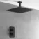 Galway Premium Ceiling Matt Black Square Thermostatic Shower Set - 400mm Head