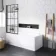 Stafford Round Shower Bath 1700x700 & 6mm Easy Clean Matt Black Grid Bath Screen