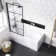 Stafford 1500x700 Round Shower Bath & 6mm Easy Clean Matt Black Grid Bath Screen
