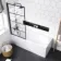 Stafford 1700x700 Round Shower Bath & 6mm Easy Clean Matt Black Grid Bath Screen
