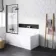 Stafford 1500x700 Round Shower Bath & 6mm Easy Clean Matt Black Framed Bath Screen