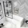 Hereford 1600x700 Square Shower Bath & 6mm Easy Clean Matt Black Grid Bath Screen