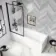 Hereford 1700x700 Square Shower Bath & 6mm Easy Clean Matt Black Framed Bath Screen