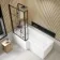 L Shaped 1700 Shower Bath & 6mm Easy Clean Matt Black Grid Bath Screen - Left Handed