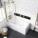 Stafford 1600x700 Round Shower Bath & 6mm Easy Clean Brushed Brass Framed Bath Screen