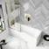 Hereford 1700x700 Square Shower Bath & 6mm Easy Clean Brushed Brass Framed Bath Screen