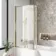 L Shaped 1500 Shower Bath & 6mm Easy Clean Brushed Brass Bath Screen - Left Handed