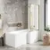 L Shaped 1700 Shower Bath & 6mm Easy Clean Brushed Brass Bath Screen - Right Handed