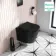 Boston Matt Black Rimless Wall Hung Toilet With Premium Soft Close Seat