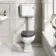 Hudson Traditional Low-Level Toilet With Graphite Grey Seat & Pedestal Basin - Double Tap Hole