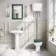 Hudson Traditional High-Level Toilet With Midnight Green Seat & Pedestal Basin - Single Tap Hole