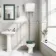 Hudson Traditional High-Level Toilet With Midnight Green Seat & Pedestal Basin - Single Tap Hole