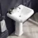 Hudson Traditional Close Coupled Toilet With Cashmere Pink Seat & Pedestal Basin - Single Tap Hole
