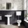 Hudson Traditional Low-Level Toilet With Cotton White Seat & Pedestal Basin - Double Tap Hole