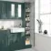 Monaco Midnight Green Floor Standing Tall Cabinet Unit 1900x300mm - Brass Knurled Handles