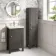 Bermuda Graphite Grey Floor Standing Tall Cabinet 1500x350mm - Brushed Brass Accents