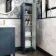 Bermuda Inky Blue Floor Standing Tall Cabinet 1500x350mm - Brushed Brass Accents