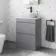 Trent Stone Grey Vanity Drawer with Marble Top & Curved Counter Top Basin 600mm