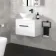 Avon Gloss White Wall Hung Drawer Vanity with Oval Counter Top Basin 600mm - Black Accents