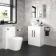 Avon Gloss White Vanity with Marble Top & Oval Counter Top Basin 600mm - Black Accents