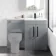 Avon Stone Grey Basin Vanity and Back To Wall Unit 1100mm - Black Accents - Right Handed