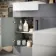 Harper Stone Grey Basin Vanity and Back To Wall Toilet Unit 1000mm - Black Accents