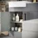Harper Stone Grey Basin Vanity with Marble Top & Back To Wall Unit 1000mm - Black Accents