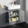 Monaco Dove Grey Combination Vanity Basin and Hudson Toilet with Wooden Seat 1500mm