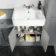 Monaco Dove Grey Combination Vanity Basin and Hudson Toilet with Wooden Seat 1500mm