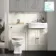 Monaco Chalk White Combination Vanity Traditional Basin with Marble Top & Hudson Toilet with Wooden Seat 1200mm