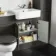Monaco Graphite Grey Combination Vanity Basin with Marble Top & Hudson Toilet with Wooden Seat 1200mm