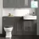Monaco Graphite Grey Combination Vanity Traditional Basin and Hudson Toilet with Wooden Seat 1500mm