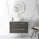 Elba Graphite Grey Wall Hung Drawer Vanity with Marble Top & Oval Counter Top Basin 800mm - Brushed Brass Accents