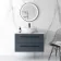 Elba Inky Blue Wall Hung Drawer Vanity with Marble Top & Oval Counter Top Basin 800mm - Black Accents