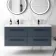 Elba Inky Blue Wall Hung Double Basin Drawer Vanity 1200mm - Black Accents