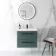 Elba Midnight Green Wall Hung Basin Drawer Vanity 600mm - Black Accents