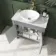 Bermuda Dove Grey Vanity with Marble Top & Oval Counter Top Basin 800mm - Brushed Brass Accents