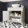 Bermuda Chalk White Vanity with Marble Top & Oval Counter Top Basin 800mm - Brushed Brass Accents