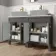 Bermuda Graphite Grey Cabinet with Marble Top 1200mm Excludes Counter Top Basins - Brushed Brass Accents